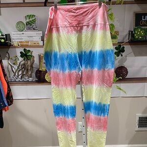 BP Multicolor Tie-Dye Leggings 3 X. Waist 22 rise 14 length 29